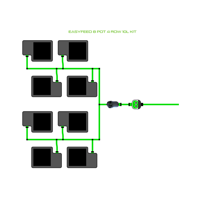 Alien Hydroponics EasyFeed 8 Pot 4 Row Kit