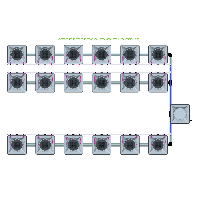 Alien Hydroponics AERO 18 Pot 3 Row Kit
