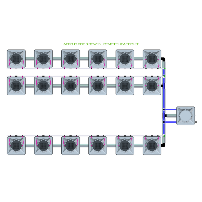 Alien Hydroponics AERO 18 Pot 3 Row Kit