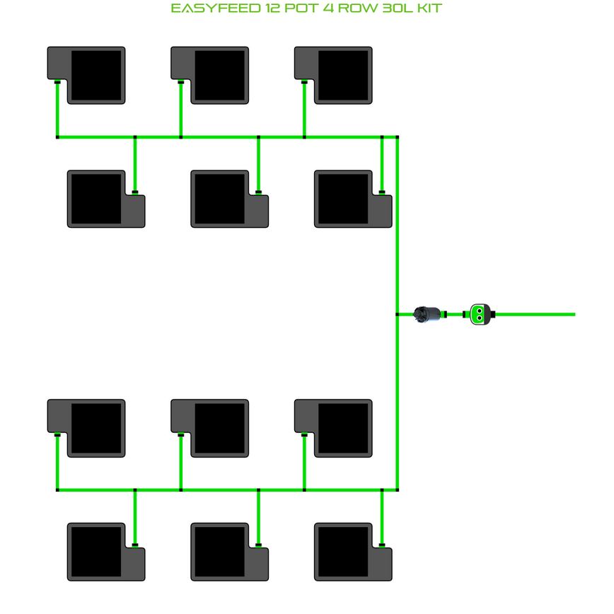 Alien Hydroponics EasyFeed 12 Pot 4 Row Kit