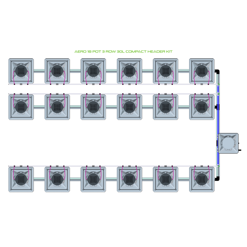 Alien Hydroponics AERO 18 Pot 3 Row Kit