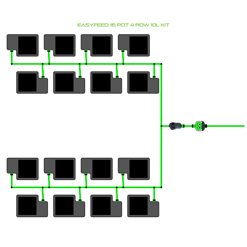 Alien Hydroponics EasyFeed 16 Pot 4 Row Kit
