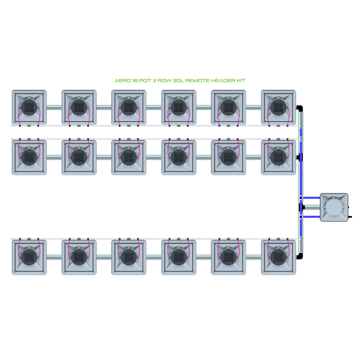 Alien Hydroponics AERO 18 Pot 3 Row Kit