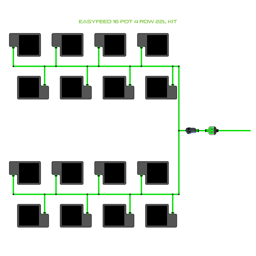 Alien Hydroponics EasyFeed 16 Pot 4 Row Kit