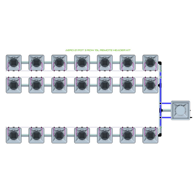 Alien Hydroponics AERO 21 Pot 3 Row Kit