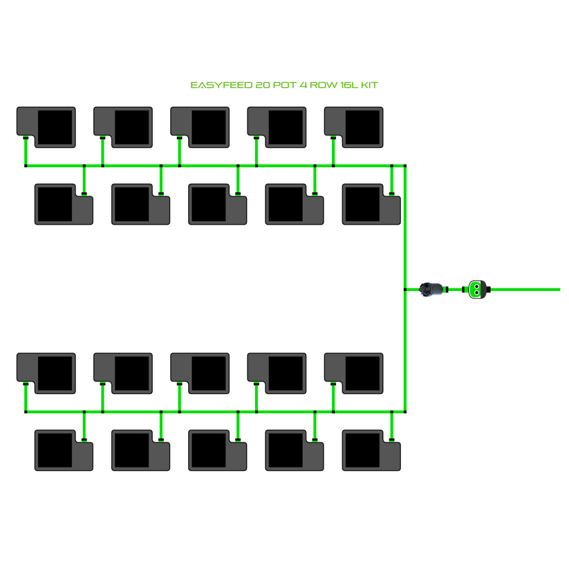 Alien Hydroponics EasyFeed 20 Pot 4 Row Kit