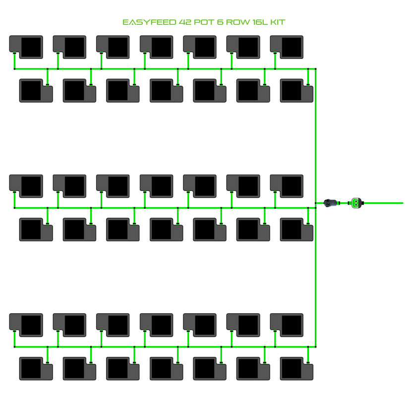 Alien Hydroponics EasyFeed 42 Pot 6 Row Kit