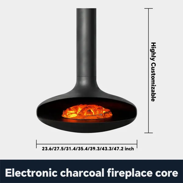 HearthArtSinn Shine 1 Luxury Hanging Disc-Shaped Real Wood Burning Fire Fireplace