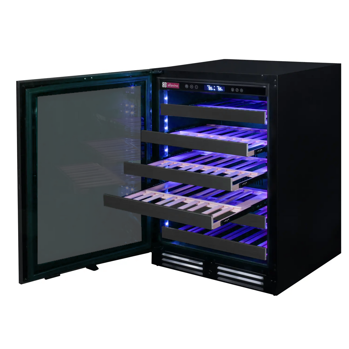 Allavino Reserva Series 50″ 34″ Tall Single Zone Left Hinge Black Stainless Steel Wine Cooler Refrigerator