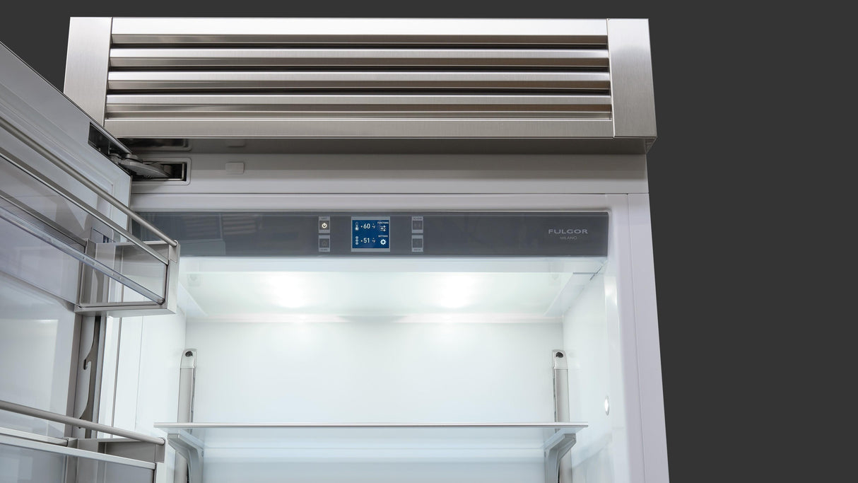 Fulgor Milano 36” 18.5 cu. ft. Stainless Steel Built‑In Bottom Freezer Refrigerator F7PBM36S2-L