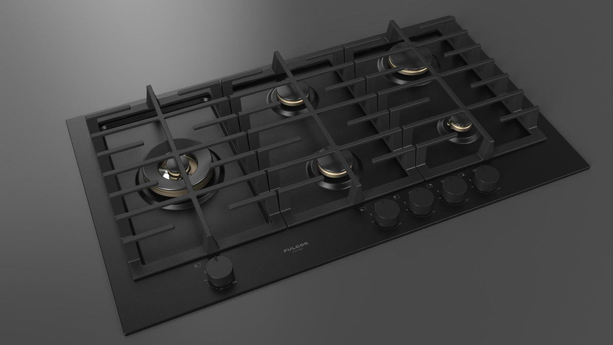 Fulgor Milano 36” Built-In Gas Cooktop Matte Black Gas Cooktop