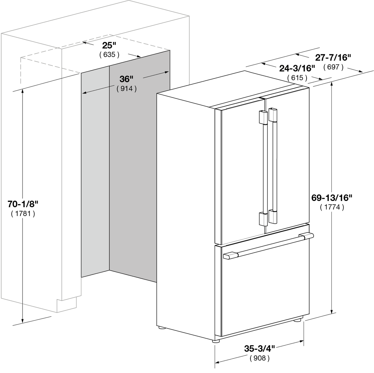 Fulgor Milano FM6FBM36SS 36" French Door Fridge