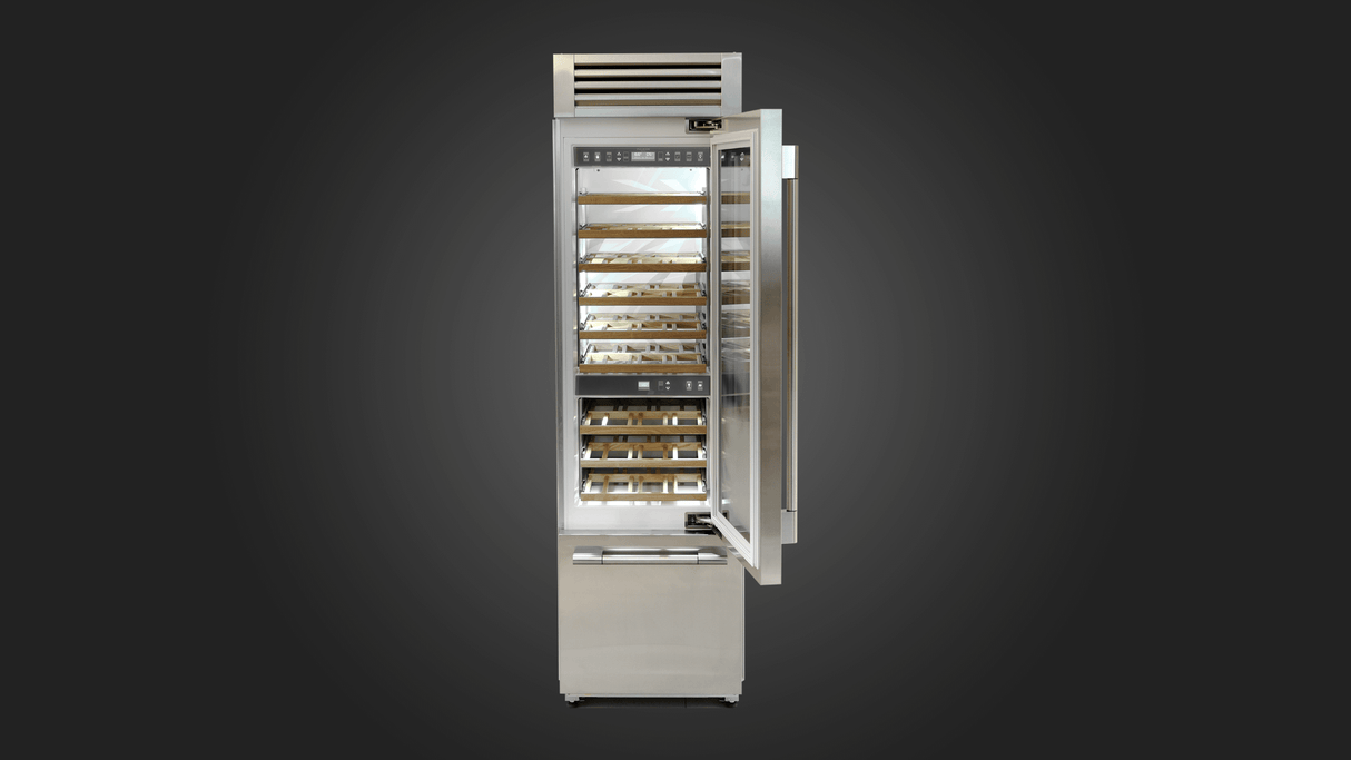 Fulgor Milano 24" Stainless Steel Tri-Zone Built-In Wine Cooler Right Hinge F7PBW24S2R