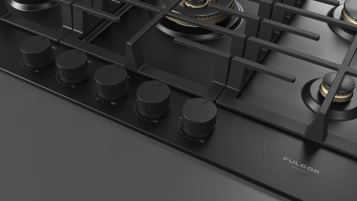 Fulgor Milano 36” Built-In Gas Cooktop Matte Black Gas Cooktop F4MTGK36MB1
