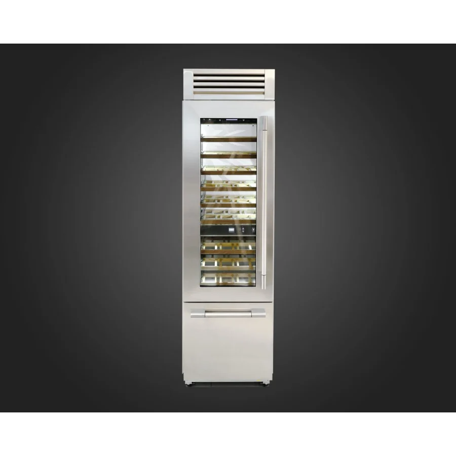 Fulgor Milano 700 Series 24" 54 Bottle Built-In Wine Cooler with FlexZone Bottom Drawer Left Hinge F7PBW24S1-L