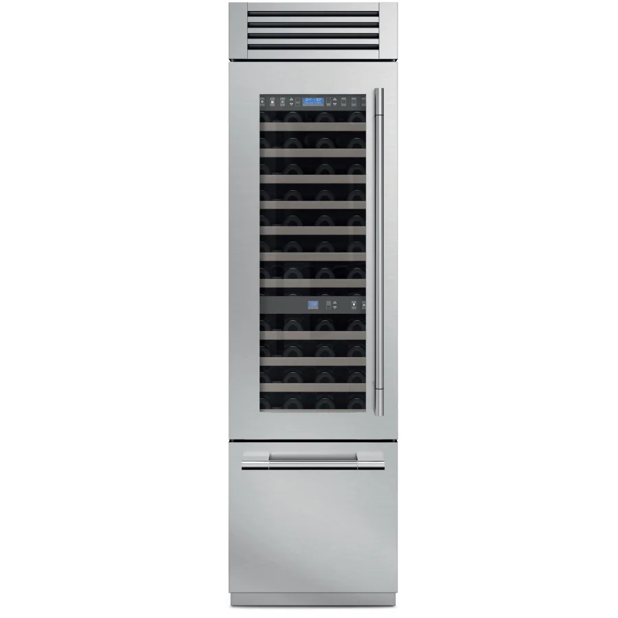 Fulgor Milano 700 Series 24" 54 Bottle Built-In Wine Cooler with FlexZone Bottom Drawer Left Hinge F7PBW24S1-L
