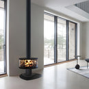 Modern Indoor Round Glass Real Fire Fireplace Ember 3