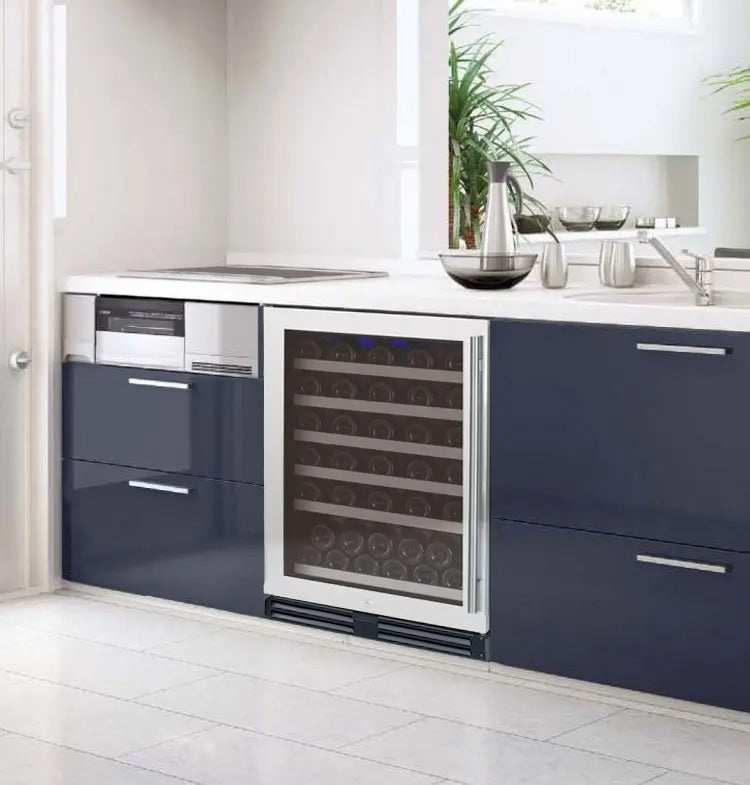 Allavino FlexCount Series 56 Bottle Single Zone Built-In Wine Cooler Refrigerator with Stainless Steel Door Left Hinge VSWR56-1SL20
