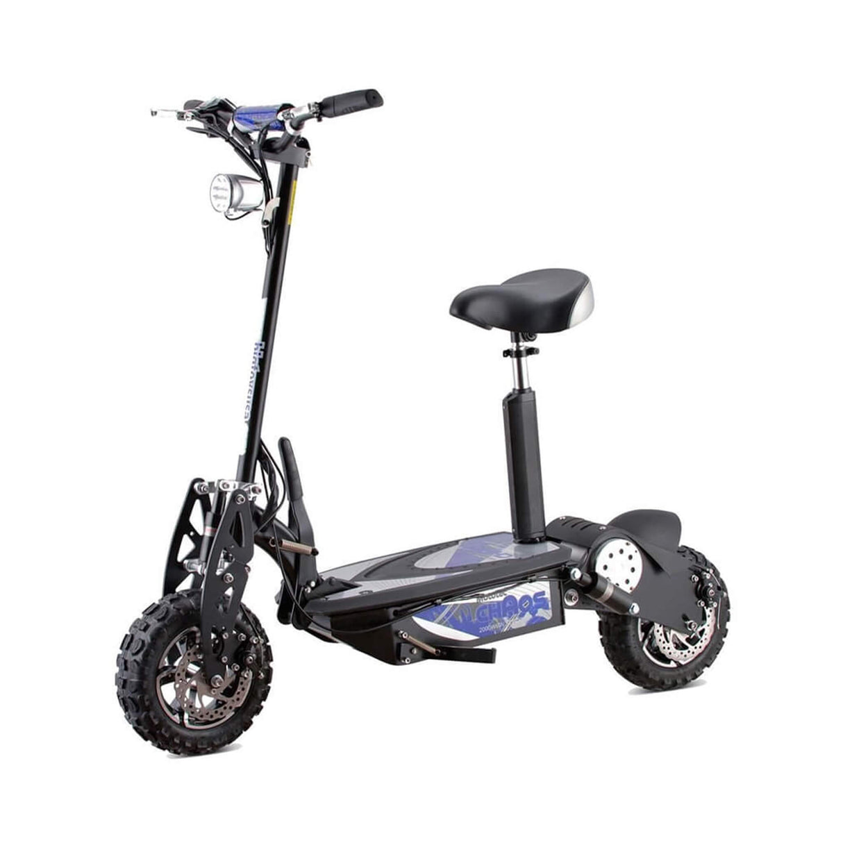 MotoTec Chaos 2000W 60V High-Performance Foldable Black Electric Lithium Scooter With Large 11 Inch Wheels