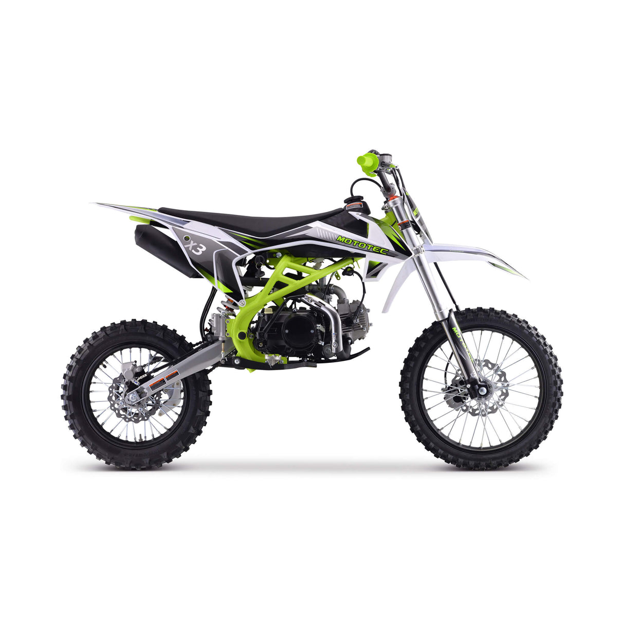 MotoTec X3 125CC 4-Stroke Green Gas-Powered Dirt Bike