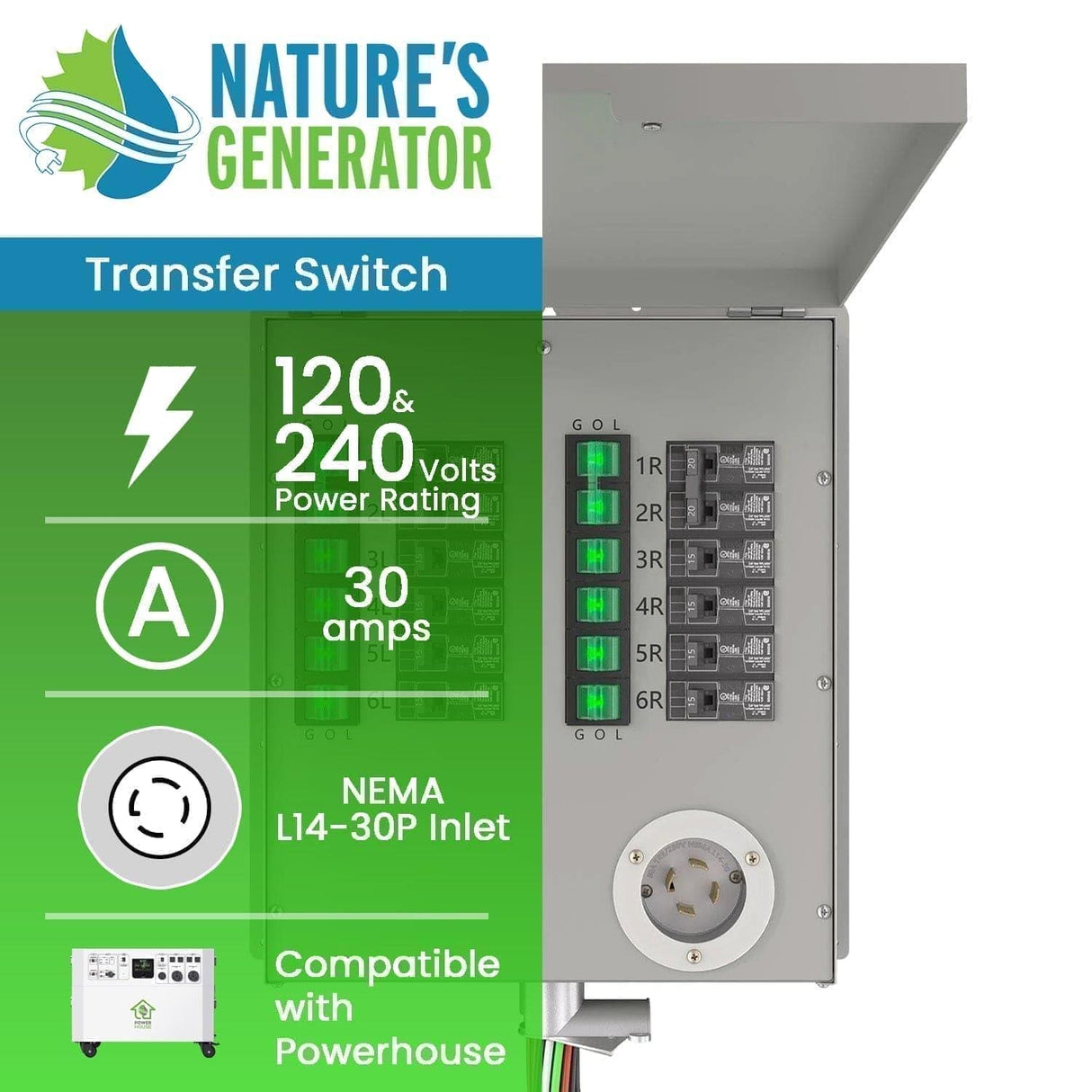 Nature's Generator 12-Circuit 120/240V 30A Non-Automatic Power Transfer Switch