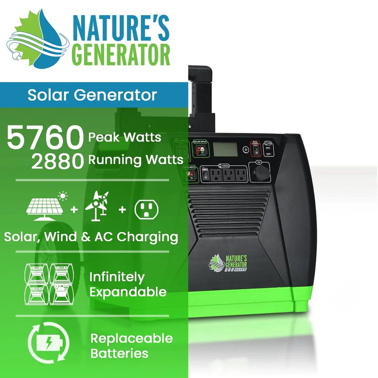 Nature’s Generator Elite – 3,600W Solar Power Generator