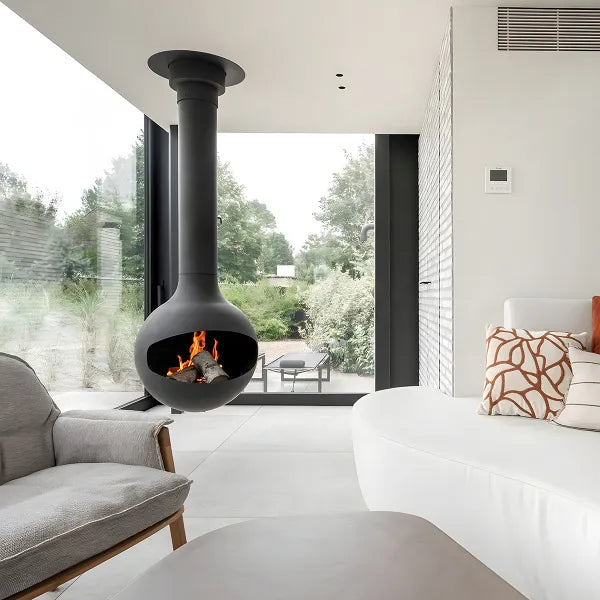 HearthArtSinn Shine 3 Luxury Hanging Spherical Real Fire Fireplace