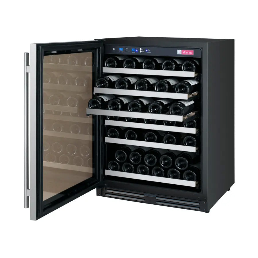 Allavino FlexCount Series 56 Bottle Single Zone Built-In Wine Cooler Refrigerator with Stainless Steel Door Left Hinge VSWR56-1SL20