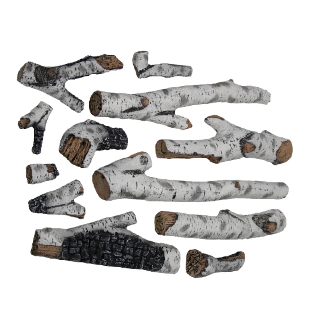 Remii DESIGN‑MEDIA‑BIRCH‑12PCE‑LARGE 12‑Piece Large Birch Log Set with Deluxe Media Kit Fireplace Media Set