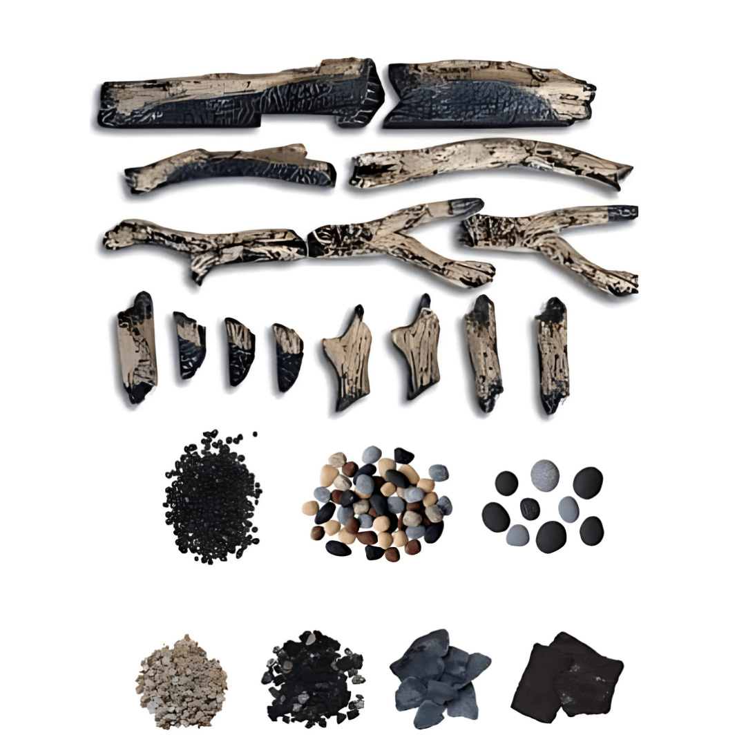Remii Rustic 14-Piece Log Set Deluxe Media Kit Electric Fireplace Accessory DESIGN-MEDIA-14PCE