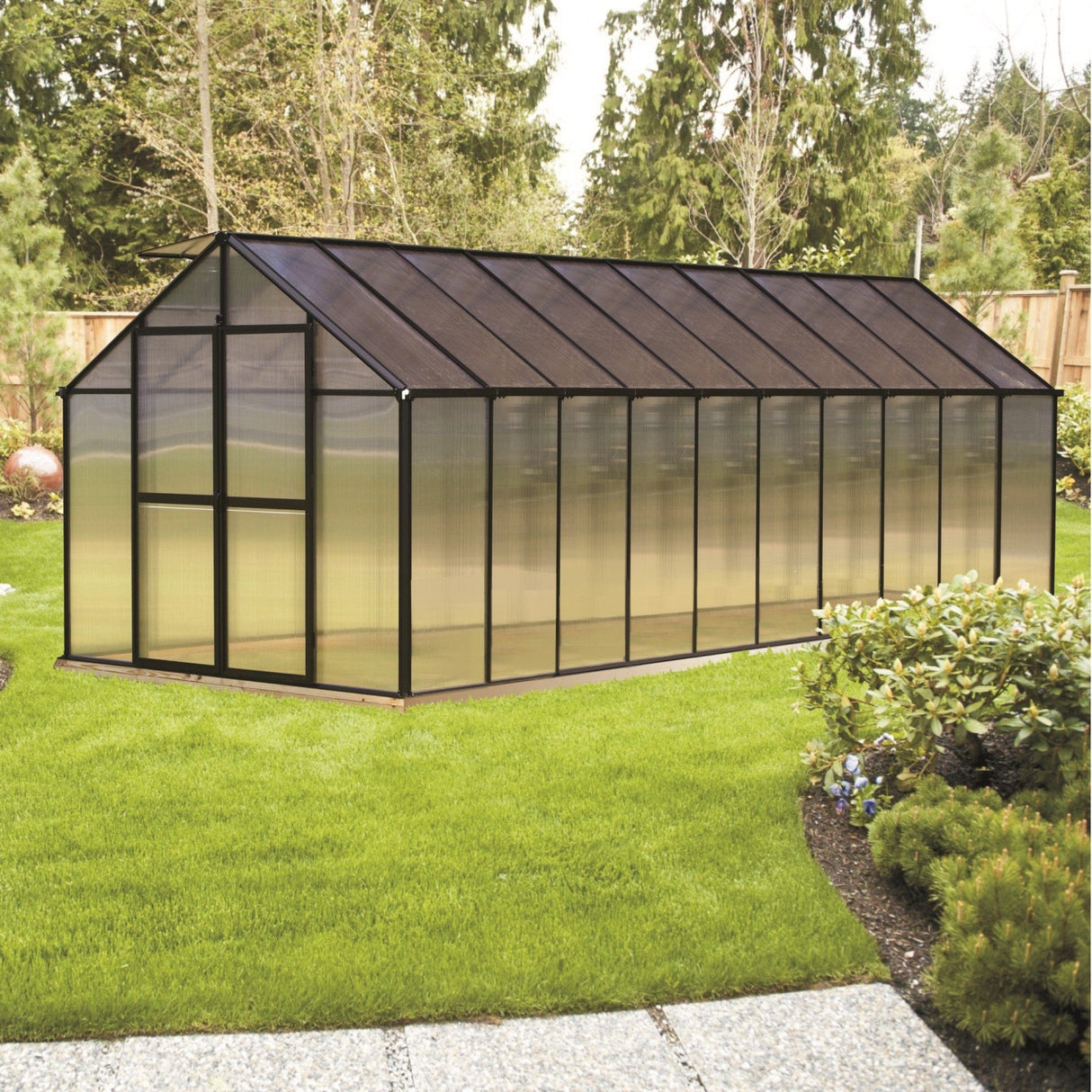 Riverstone MONT Standard 8 ft × 8 ft Black Greenhouse Kit with 8 mm Twin-Wall Polycarbonate