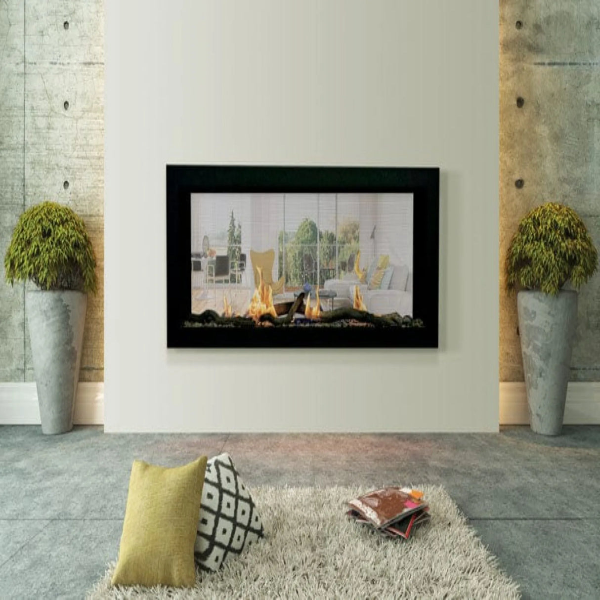 Sierra Flame Stanford 48" Slim See-Thru Linear Natural Gas Fireplace 26,000 BTU EMERSON-48-DELUXE-NG