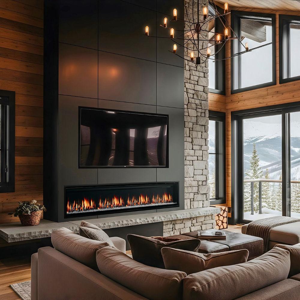 SimpliFire Allusion Edge 100-Inch Linear Built-In Virtual Electric Fireplace