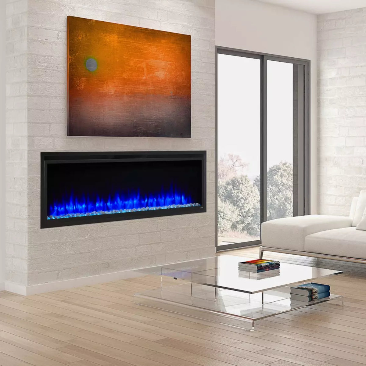 SimpliFire Allusion Platinum 60-Inch Wall Mount/Recessed Linear Electric Fireplace