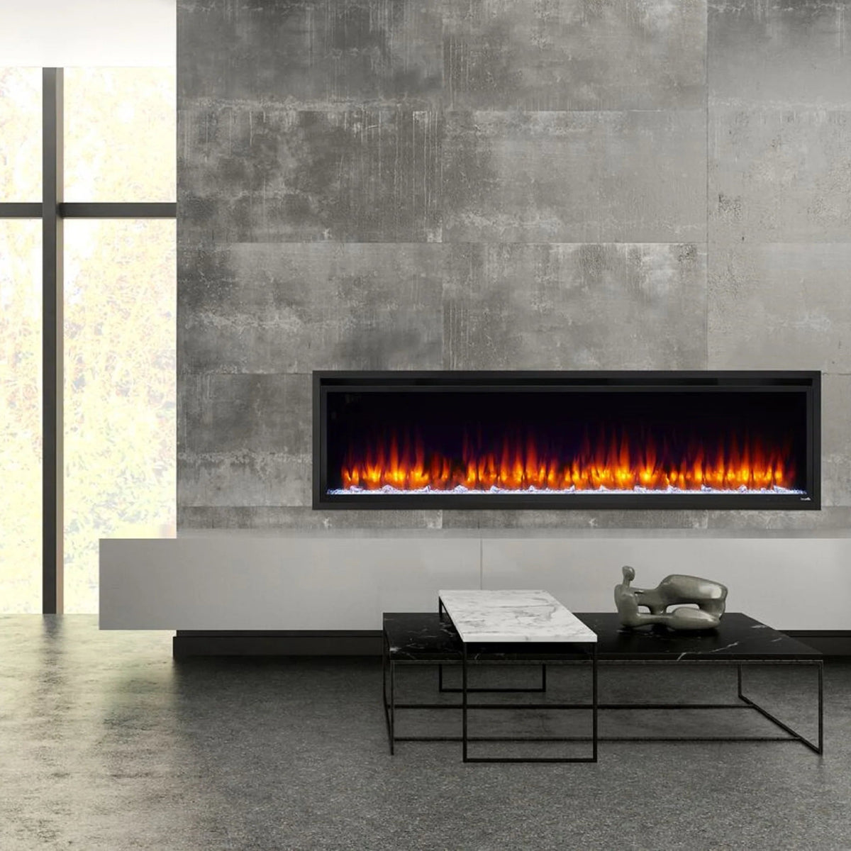 SimpliFire Allusion Platinum 72-Inch Wall Mount/Recessed Linear Electric Fireplace