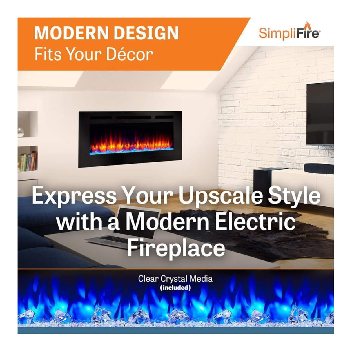 SimpliFire Allusion Recessed Linear Electric Fireplace