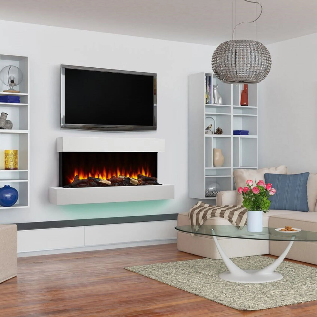 SimpliFire Format 43-Inch Floating Mantel Wall Mount Linear Electric Fireplace