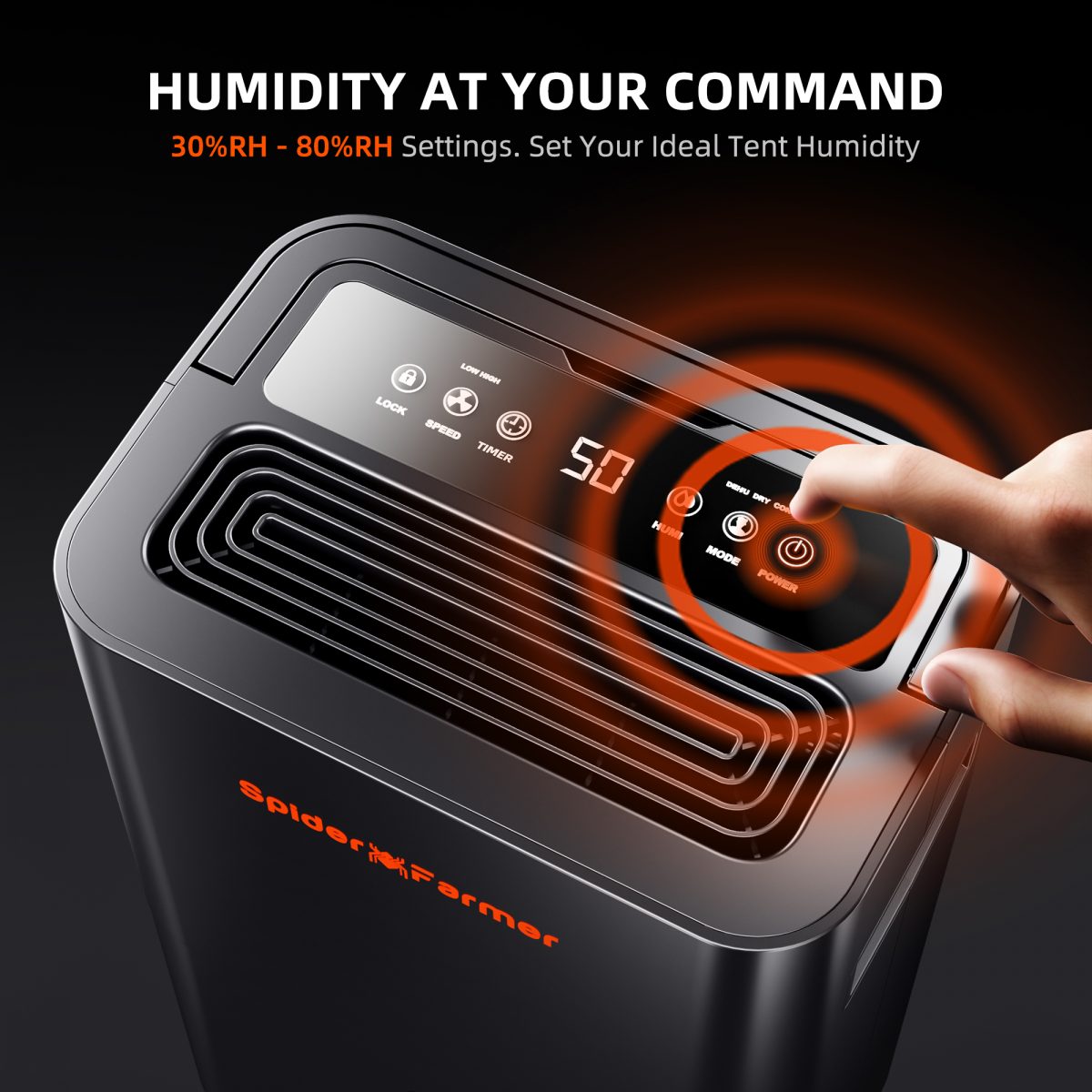 Spider Farmer SF-Dehumidifier 32 Pint Smart Dehumidifier with Drain Hose