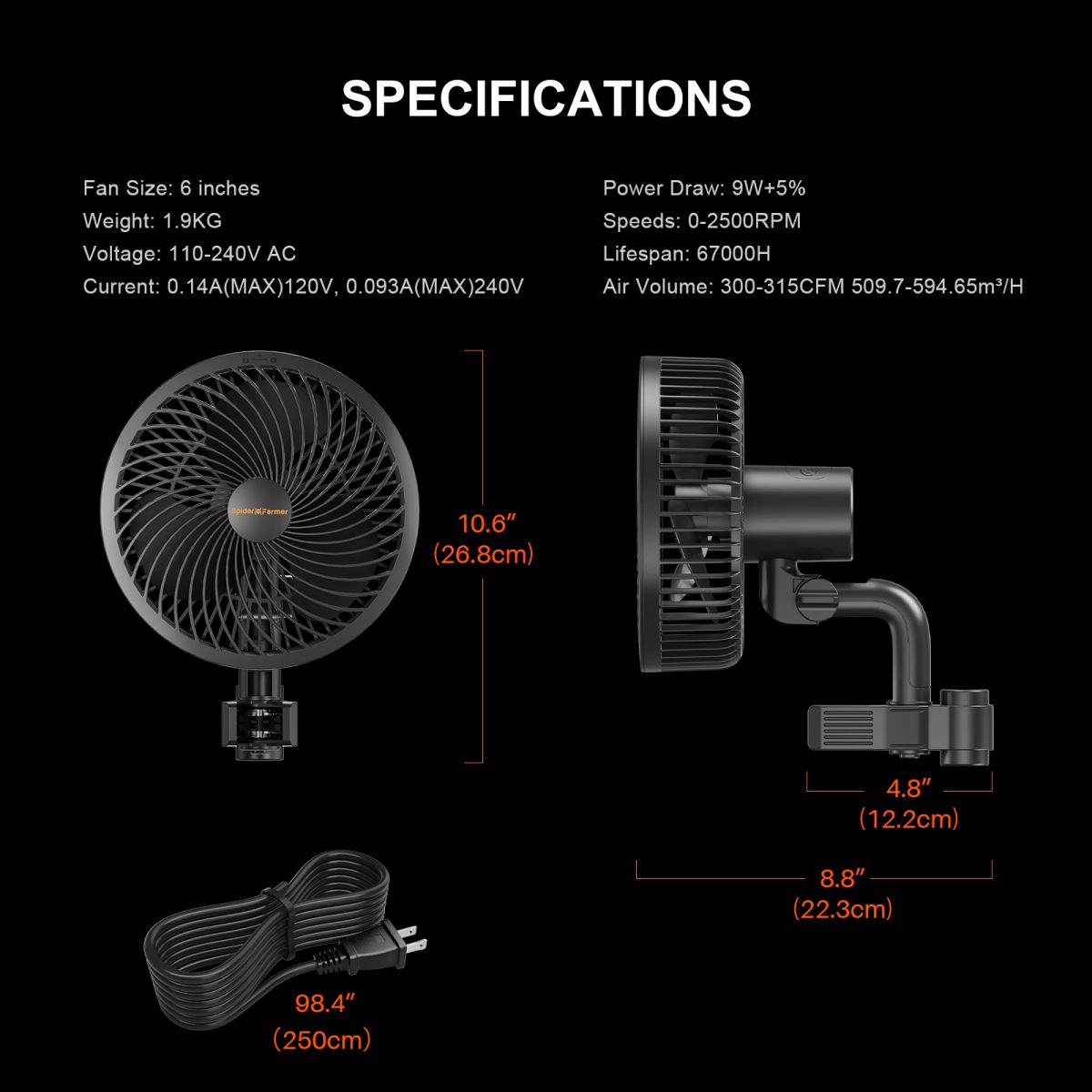 Spider Farmer 6" EC Motor Clip Fan for Grow Tents 2026