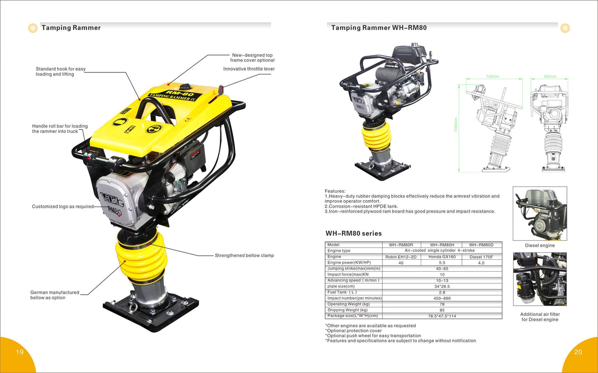 Chery Industrial Greatbear Tamping Rammer Heavy-Duty Soil Compaction Tool