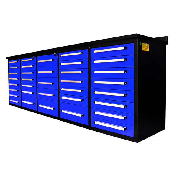 Chery Industrial 10’ Storage Cabinet with 35 Drawers Heavy‑Duty Tool Workbench