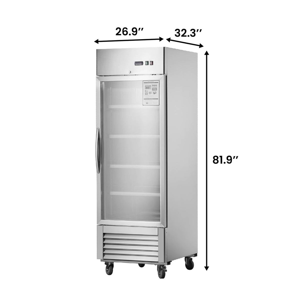 Chery Industrial 27” W27 19 cu. ft Commercial Display Glass Door Refrigerator