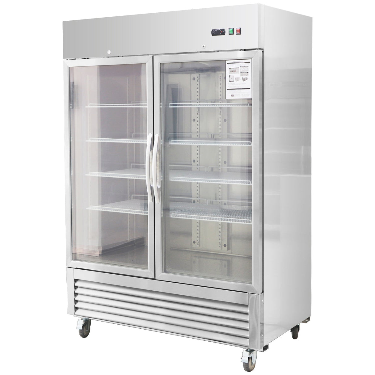 Chery Industrial 54"W Commercial Refrigerator 42 cu. ft. 2 Glass Door Reach In Refrigerator