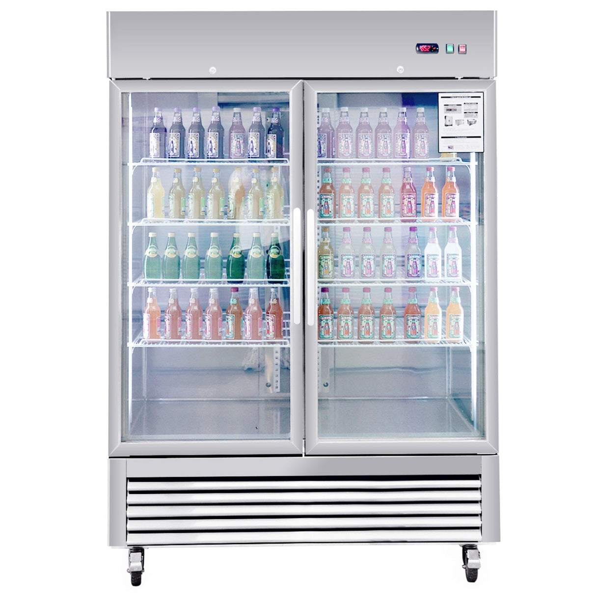 Chery Industrial 54"W Commercial Refrigerator 42 cu. ft. 2 Glass Door Reach In Refrigerator