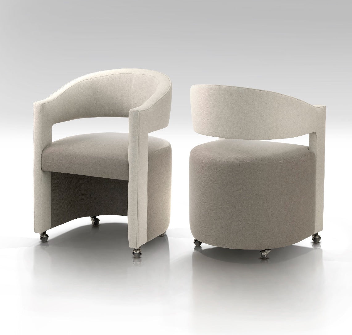 Metall CH480 Modern Upholstered Barrel Chair with Casters