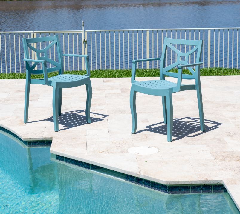 Rainbow Outdoor Zeus Set of 2 Stackable Armchair-Teal