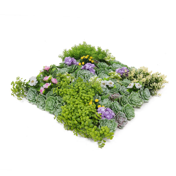 Designer Plants USA Artificial Dense Succulent Green Wall Panel 20" x 20" UV Resistant