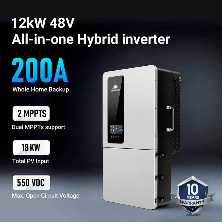 SunGoldPower 12 kW 48 V All-in-One Hybrid Solar Inverter Whole-Home Backup (200A) SGS-12K18MAX