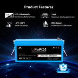 SunGoldPower 2 X 24V 100Ah LiFePO4 Deep Cycle Lithium Battery Bluetooth / Self-Heating / IP65