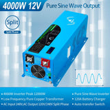 SunGoldPower 4000W Peak (12000W) DC 12V Split Phase Pure Sine Wave Inverter With Charger